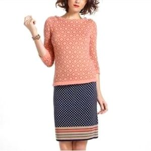 🌟 ANTHROPOLOGIE DOLCE VITA GILT DIAMOND HONEYCOMB SWEATER XS CORAL PINK ANGORA